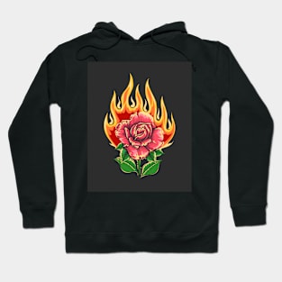 Burning Rose Flower Tattoo Hoodie